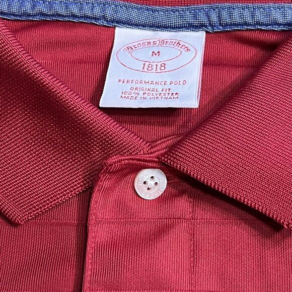 MEN BROOKS BROTHERS 1818 PERFORMANCE POLO SHIRT ORIGINAL FIT M Red ⛳️ Golf - Picture 7 of 8